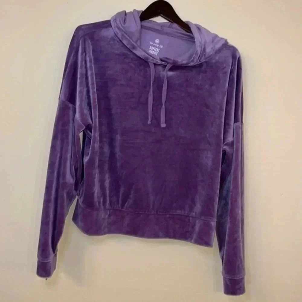 Soft Purple Velour Hoodie Size XL
